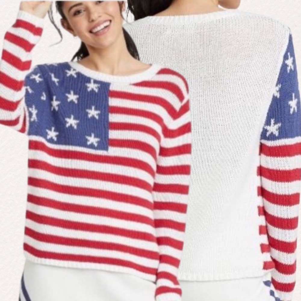 Grayson Threads American Flag Sweater | Womens Large, Patriotic Stars Stripes